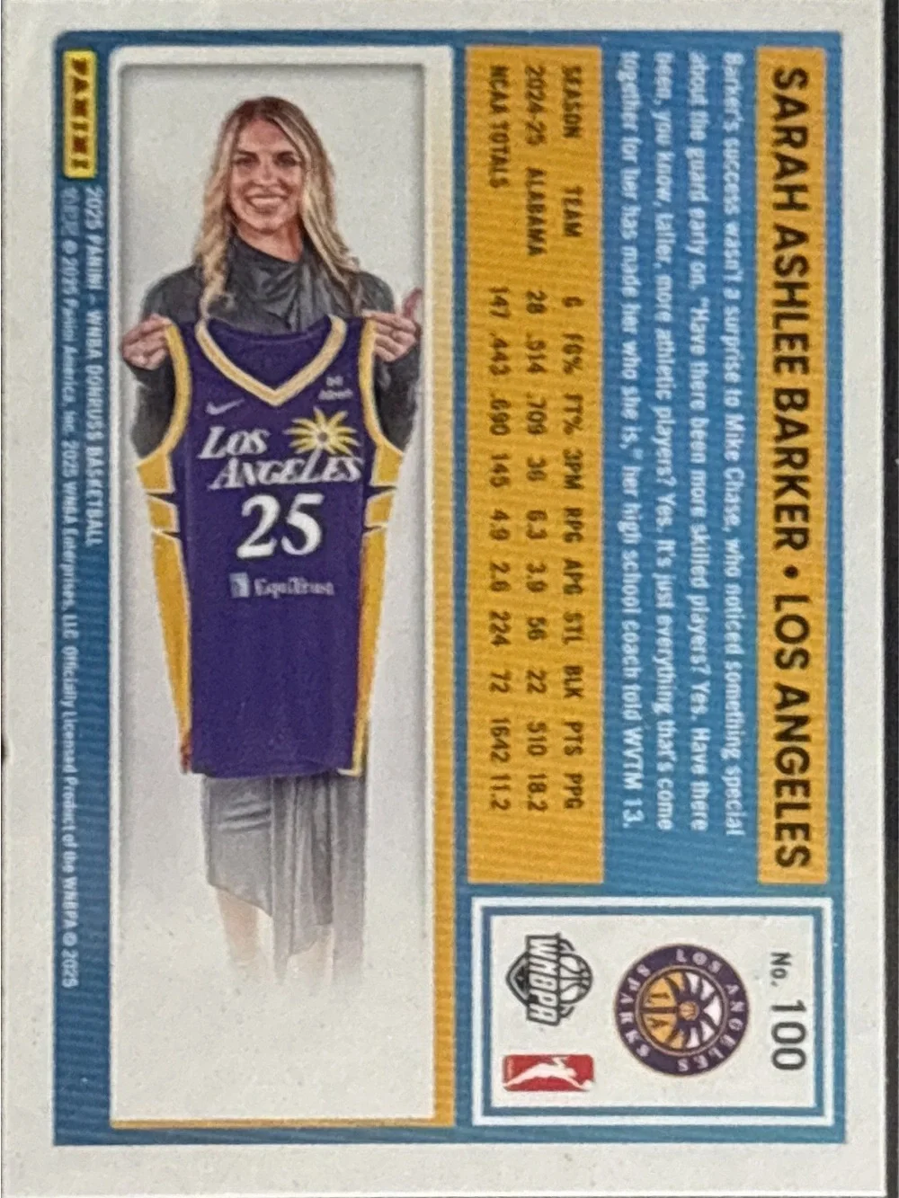 Donruss Sarah Ashlee Barker Los Angeles Rookie Basketball Card